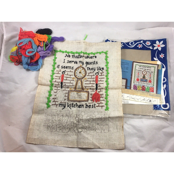 Kitchen Crewel Picture Kit Wall Art 12x16 Started Unfinished WonderArt 1978 - Picture 1 of 5